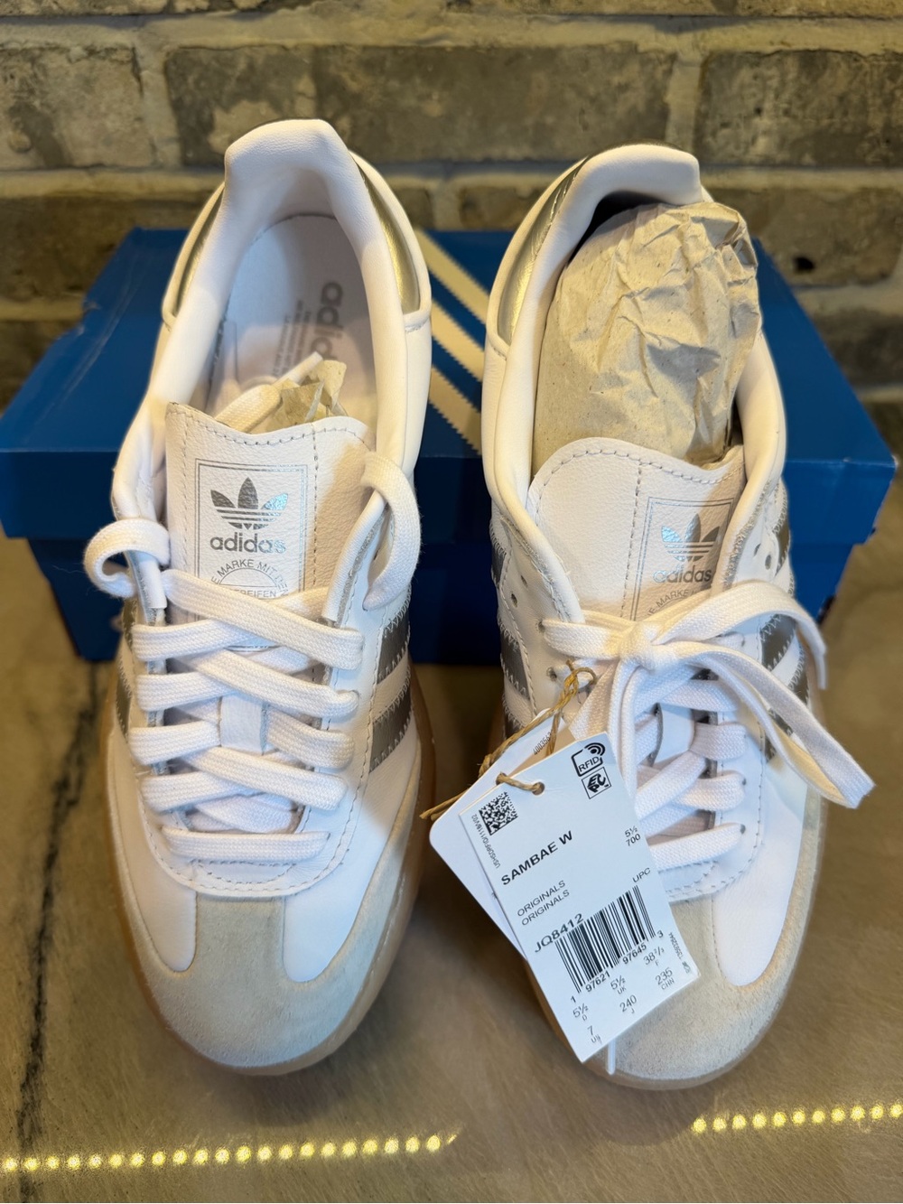 adidas Samba Platform Sneakers in White with Silver Accents - Picture 3 of 6